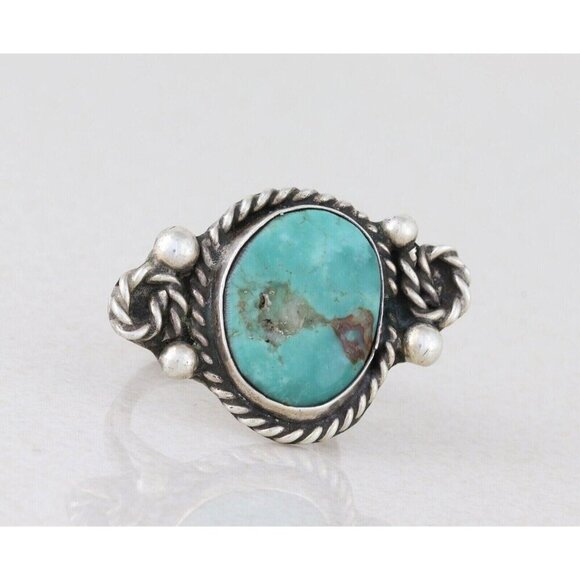 Sterling Silver Turquoise Ring Size 5 3/4 - Picture 1 of 8